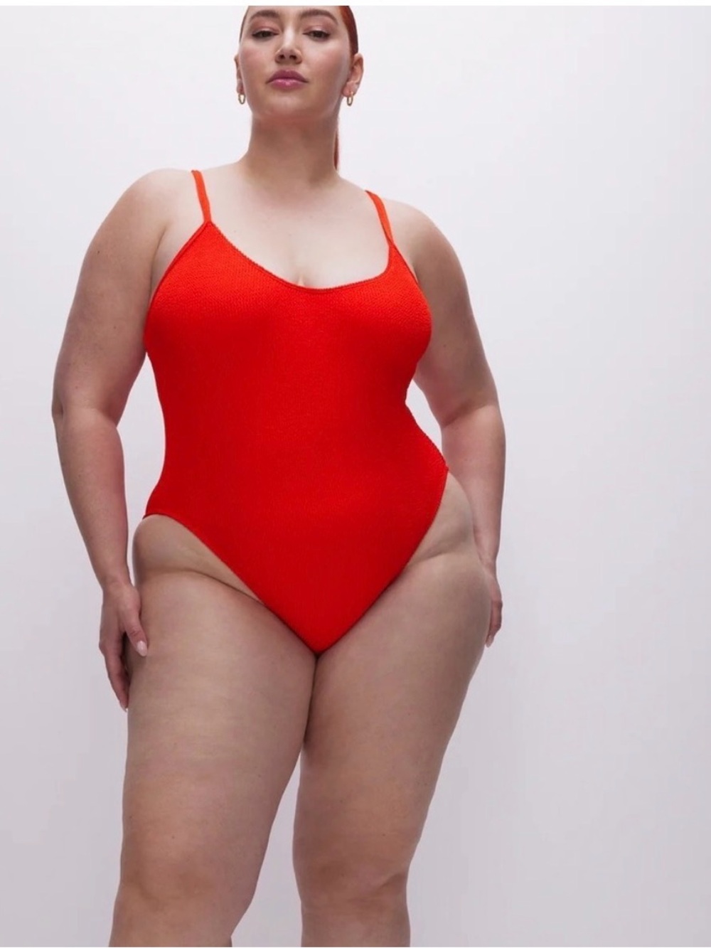 Good American NWOT Red crinkle Scoop Neck One Piece Swimsuit Women Size 4X 7/8